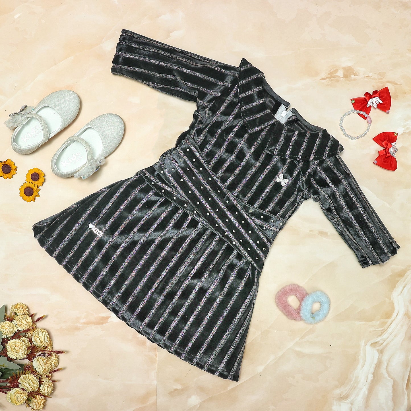 Girls Black Color Casual Wear Dress