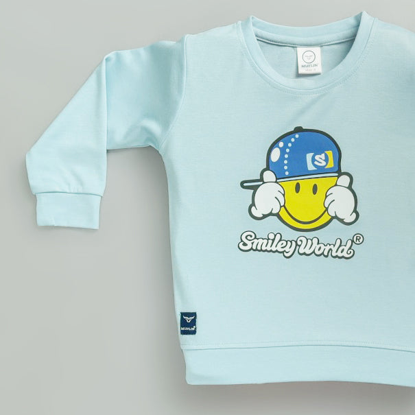 Boy's Set Of Printed Sky Blue T-shirts And Denim Pants