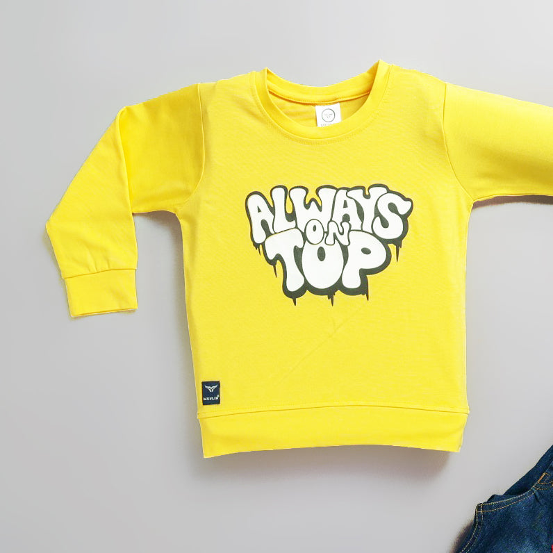 Boy's Set Of Printed Bright Yellow T-shirts And Denim Pants