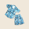 Boy's Blue Leaf Printed Cord Set