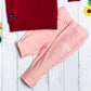 Boy's Set of Maroon T-shirt and Pink Pants With Aww!! So Cute Print