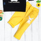 Boys Set Of Black T-shirt and Yellow Pants With Rabbit Print