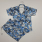 Boy's Blue Leaf Printed Cord Set