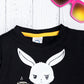 Boys Set Of Black T-shirt and Yellow Pants With Rabbit Print