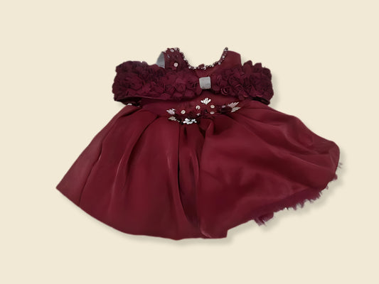 Lovely Maroon Color Frock For Girl's