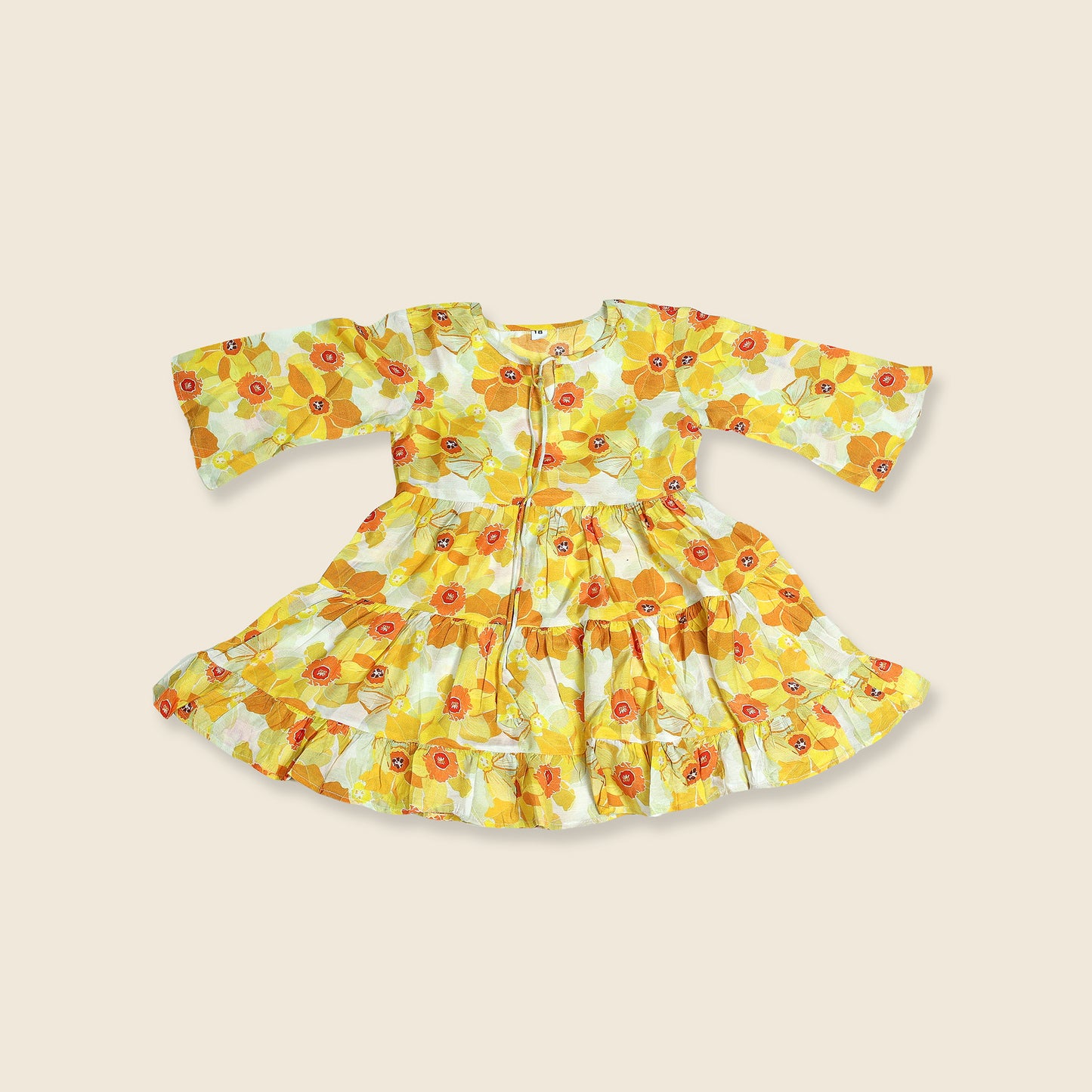 Yellow Floral Print Casual Dress