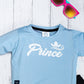 Boy's Set of Sky Blue T-shirt and Black Pants With Prince Print