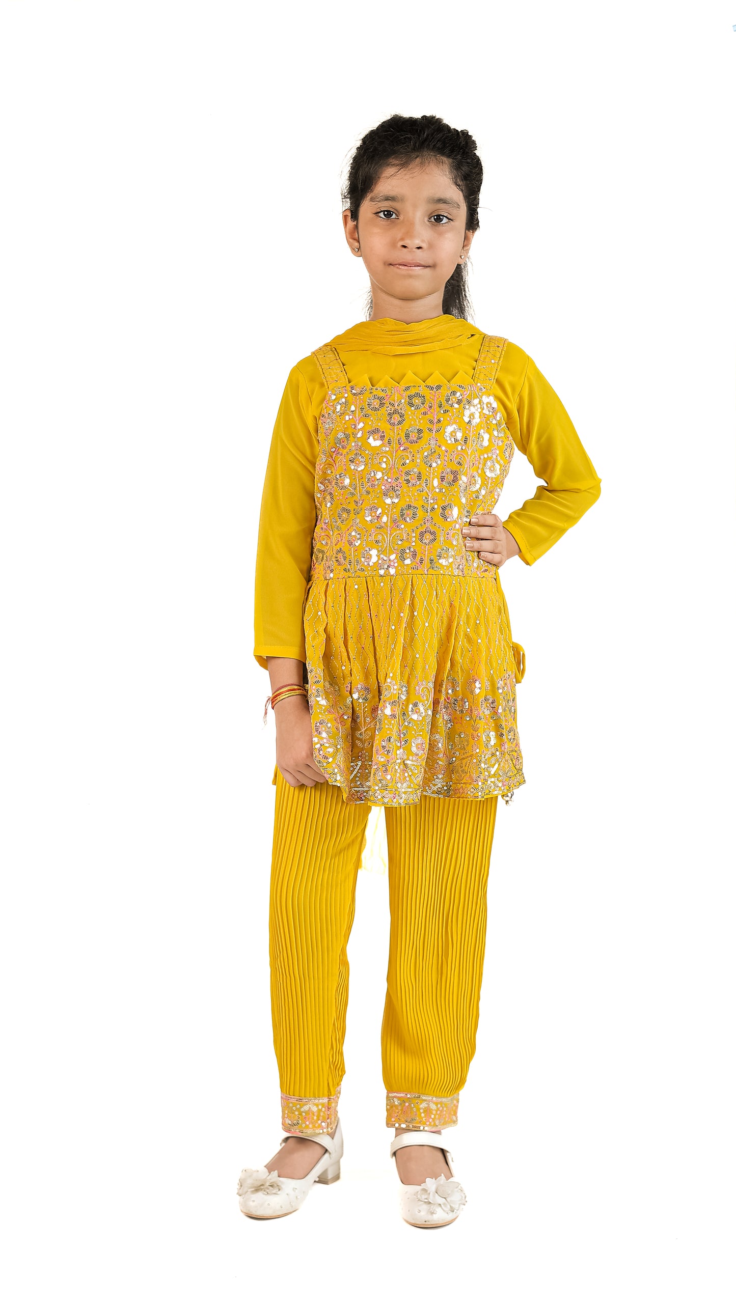 Mustard Color Patiala Attire for Girls