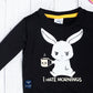 Boys Set Of Black T-shirt and Yellow Pants With Rabbit Print