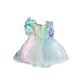 Light Multicolor Girls Frock Suit With Flower Detailing