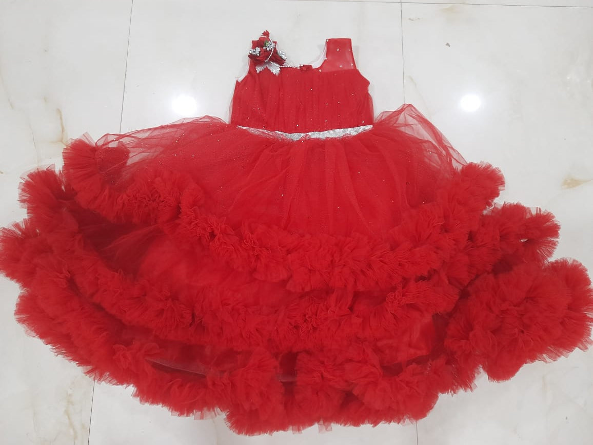 Lovely Red Color Gown Dress For Girl's