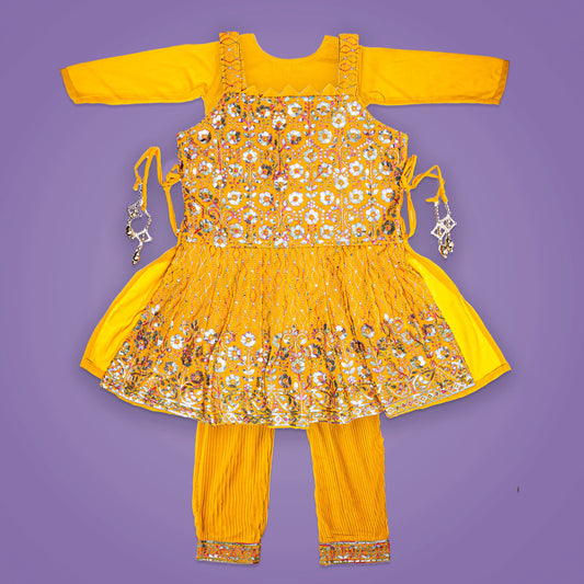 Mustard Color Patiala Attire for Girls