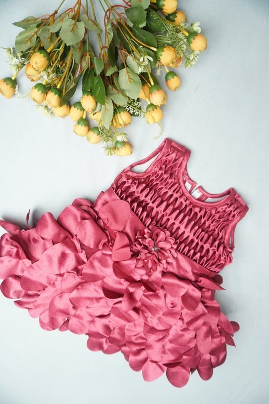 Charming Pink Color Frock For Girls