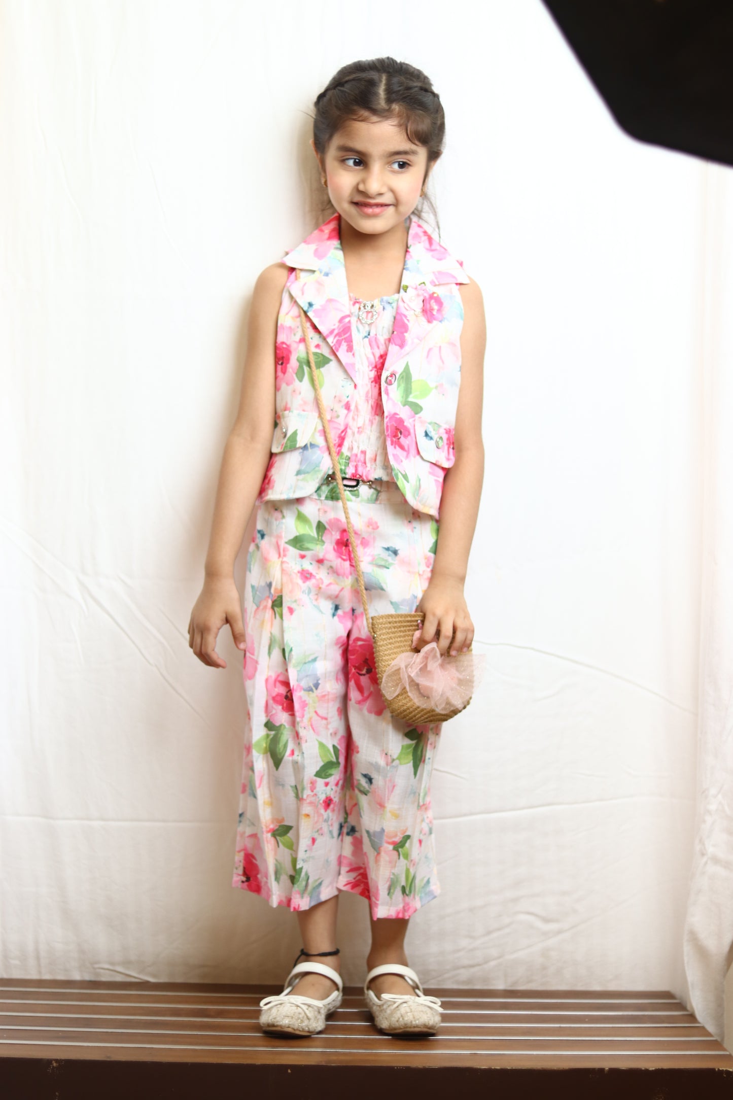 Pink Floral Print Western Wear Dress