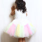 Light Multicolor Girls Frock Suit With Flower Detailing