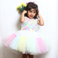 Light Multicolor Girls Frock Suit With Flower Detailing