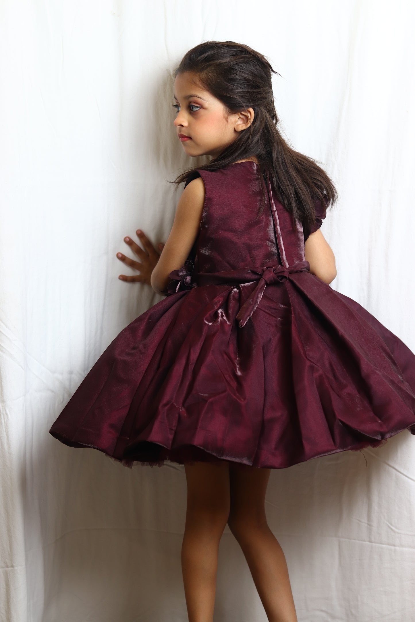 Elegant Wine Color Frock For Stylish Girls