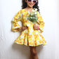 Yellow Floral Print Casual Dress