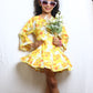 Yellow Floral Print Casual Dress