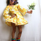 Yellow Floral Print Casual Dress