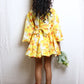 Yellow Floral Print Casual Dress