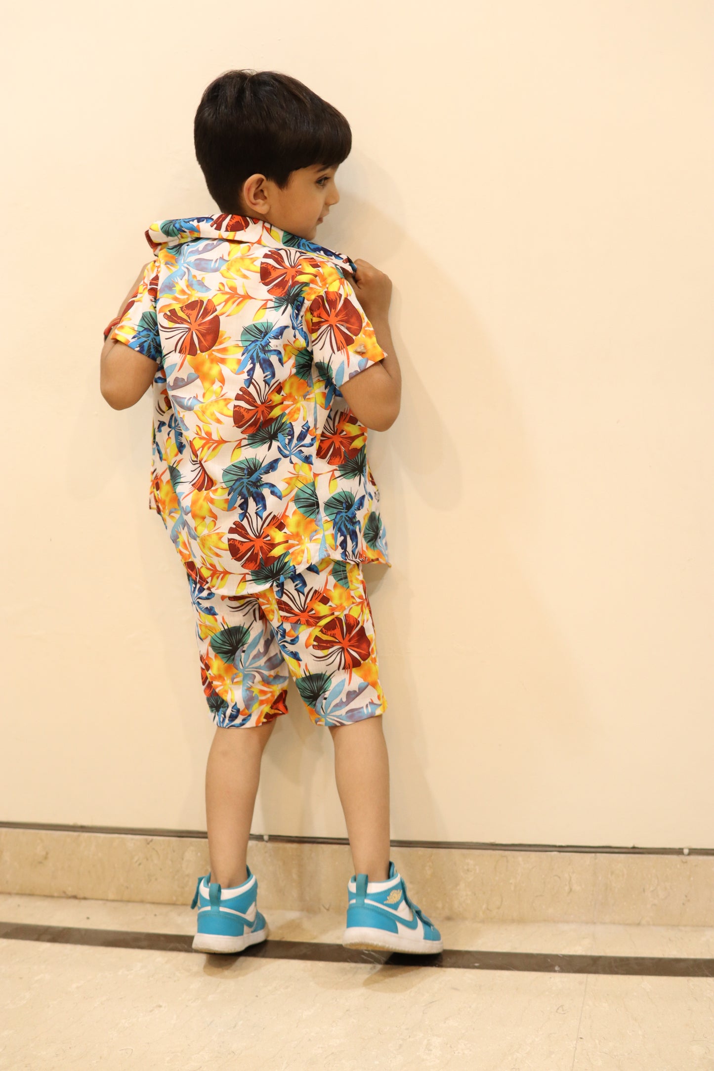 Boy's Colourful Leaf Printed 3-Piece Cord Set