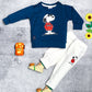 Boy's  Set of Blue T-shirt and White Pants with Snoopy Print