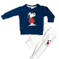 Boy's  Set of Blue T-shirt and White Pants with Snoopy Print