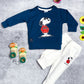 Boy's  Set of Blue T-shirt and White Pants with Snoopy Print