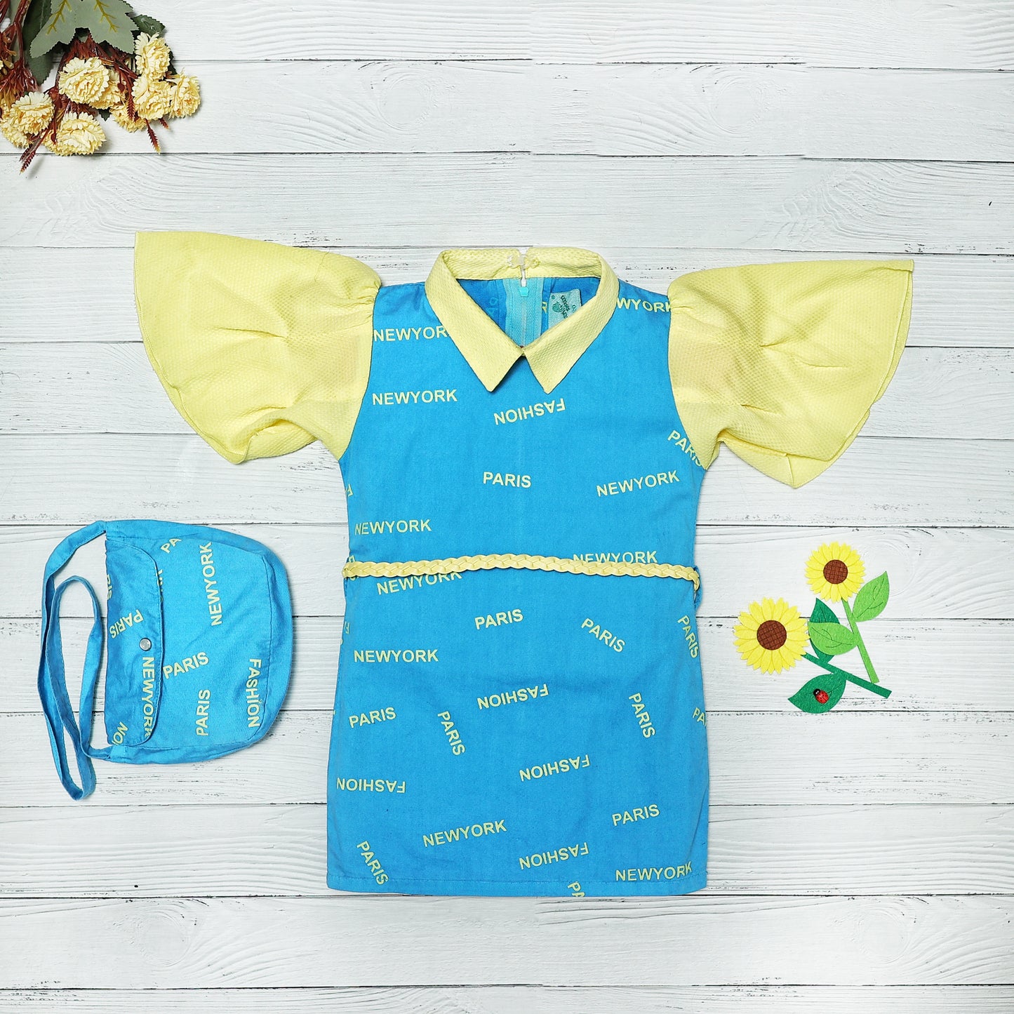 Girls  Blue Casual Wear Dress