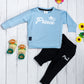 Boy's Set of Sky Blue T-shirt and Black Pants With Prince Print