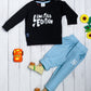 Boys Casual Wear Set Of Black T-shirt and Sky Blue Pants With Limited Edition Print