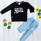 Boys Casual Wear Set Of Black T-shirt and Sky Blue Pants With Limited Edition Print