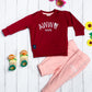 Boy's Set of Maroon T-shirt and Pink Pants With Aww!! So Cute Print