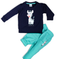 Boy's Set of Navy Blue T-shirt and Turquoise Color Pants With Cute Zebra Print