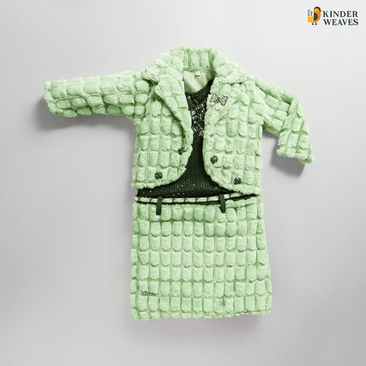 Stylish Woolen Green Color Dress For Girls – Snug & Warm