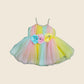 Multicolor Girls Frock Suit With Flower Detailing