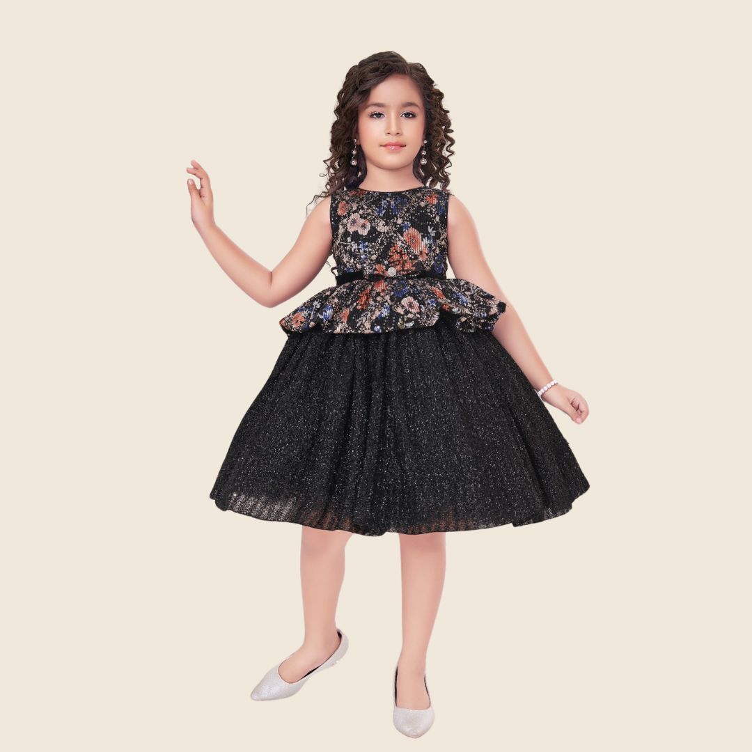 Girls Solid Black Frock For Your Princess