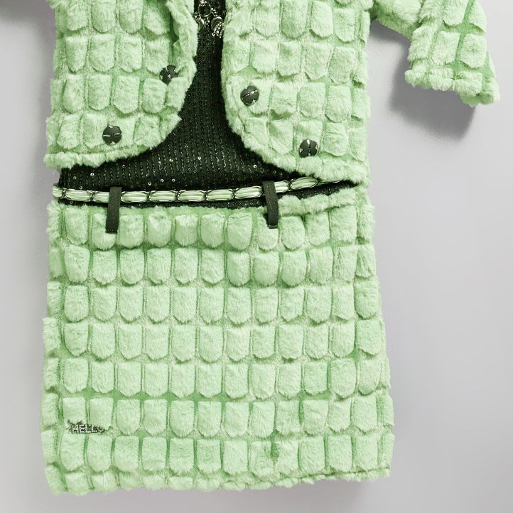 Stylish Woolen Green Color Dress For Girls – Snug & Warm