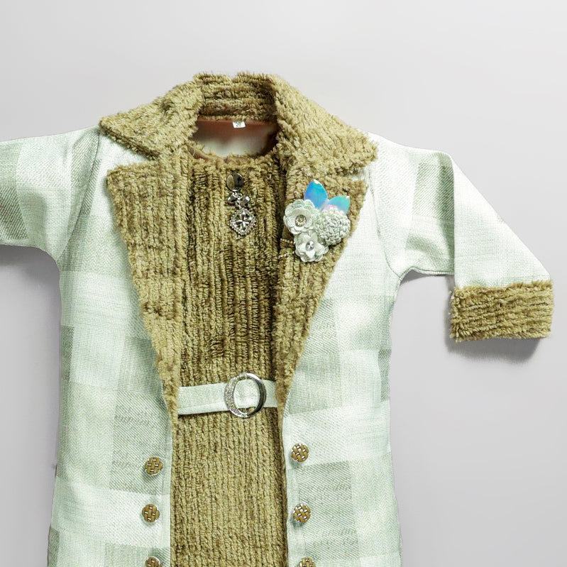 Soft & Warm Green & White Color Woolen Dress For Kids – Perfect For Chilly Days